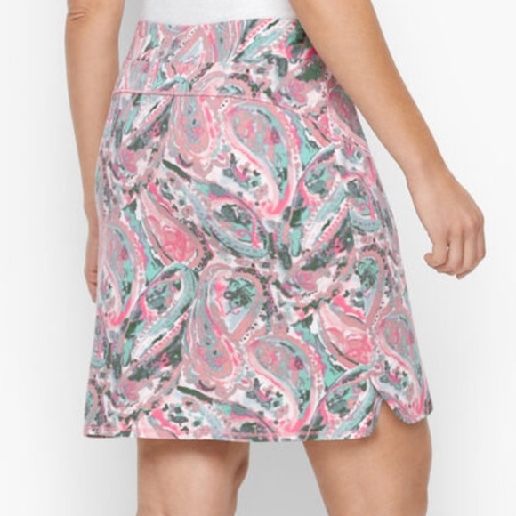 Talbots • EVERYDAY STRETCH SKORT - WATERCOLOR PAISLEY Pink Mint Green - Picture 6 of 6